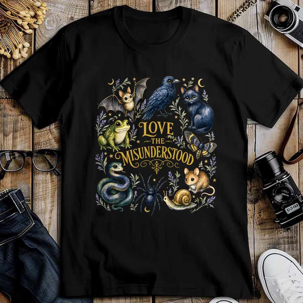 Cat Love Shirt, Funny Cat Lover Gift UnisexT-Shirt/Hoodie/Sweatshirt HLT00 - Love The Misunderstood Bat Raven Cat Snake Spider Moth Frog T-Shirt