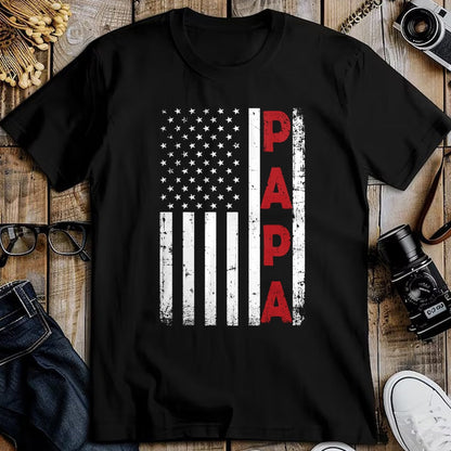 Gift for Dad Shirt, Funny Dad Unisex T-Shirt/Hoodie/Sweatshirt HLT00 – Proud Papa USA Flag Fathers Day Tee Gifts From Grandchildren Long Sleeve T-Shirt
