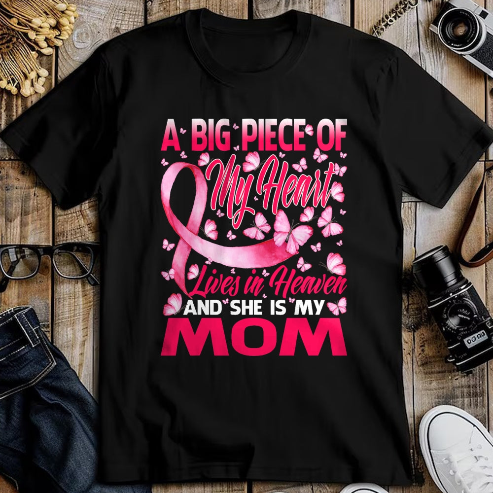 Gift for Mom Shirt, Funny Mom Unisex T-Shirt/Hoodie/Sweatshirt HLT00 - Mom In Heaven Butterfly Breast Cancer Awareness T-Shirt