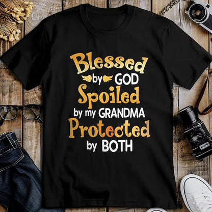 Best Grandma Shirt, Proud Grandma Unisex T-Shirt/Hoodie/Sweatshirt HLT00 - Blessed By God Spoiled By My Grandma Grandson Granddaughter T-Shirt (1)