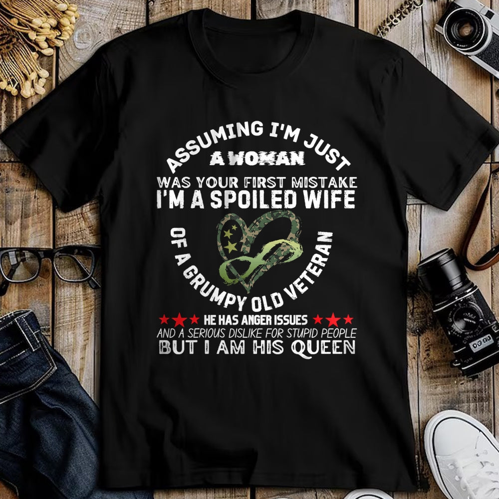 Best Wife Shirt, Wife and Husband Unisex T-Shirt/Hoodie/Sweatshirt HLT00 - Gift for wife T shirt, spoiled wife   Husband Wife I'm A Spoiled Wife Of A Grumpy Old Veteran T-Shir