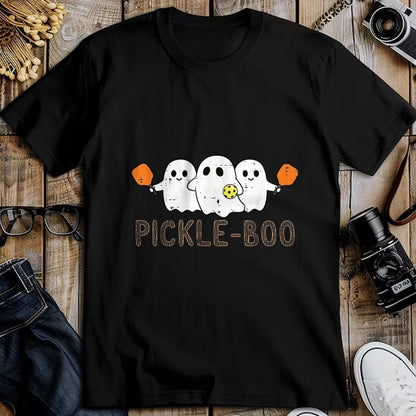 Funny Pickleball Shirt, Pickleball Lover Unisex T-Shirt/Hoodie/Sweatshirt HLT00 - Halloween Pickleball Ghosts Pickle Boo Costume Men Women Kid T-Shirt, Women