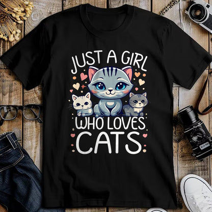 Cat Love Shirt, Funny Cat Lover Gift UnisexT-Shirt/Hoodie/Sweatshirt HLT00 - Just a Girl who Loves Cats Cute Cat Lover T-Shirt