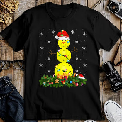 Funny Pickleball Shirt, Pickleball Lover Unisex T-Shirt/Hoodie/Sweatshirt HLT00 - Womens Pickleball Snowman Xmas Lighting Santa Pickleball Christmas V-Neck T-Shirt