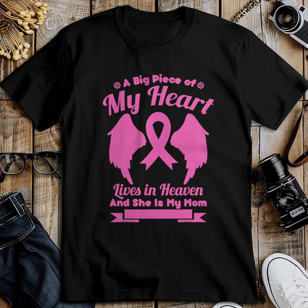 Gift for Mom Shirt, Funny Mom Unisex T-Shirt/Hoodie/Sweatshirt HLT00 - Mom In Heaven Wings Awesome Breast Cancer Awareness Gift T-Shirt