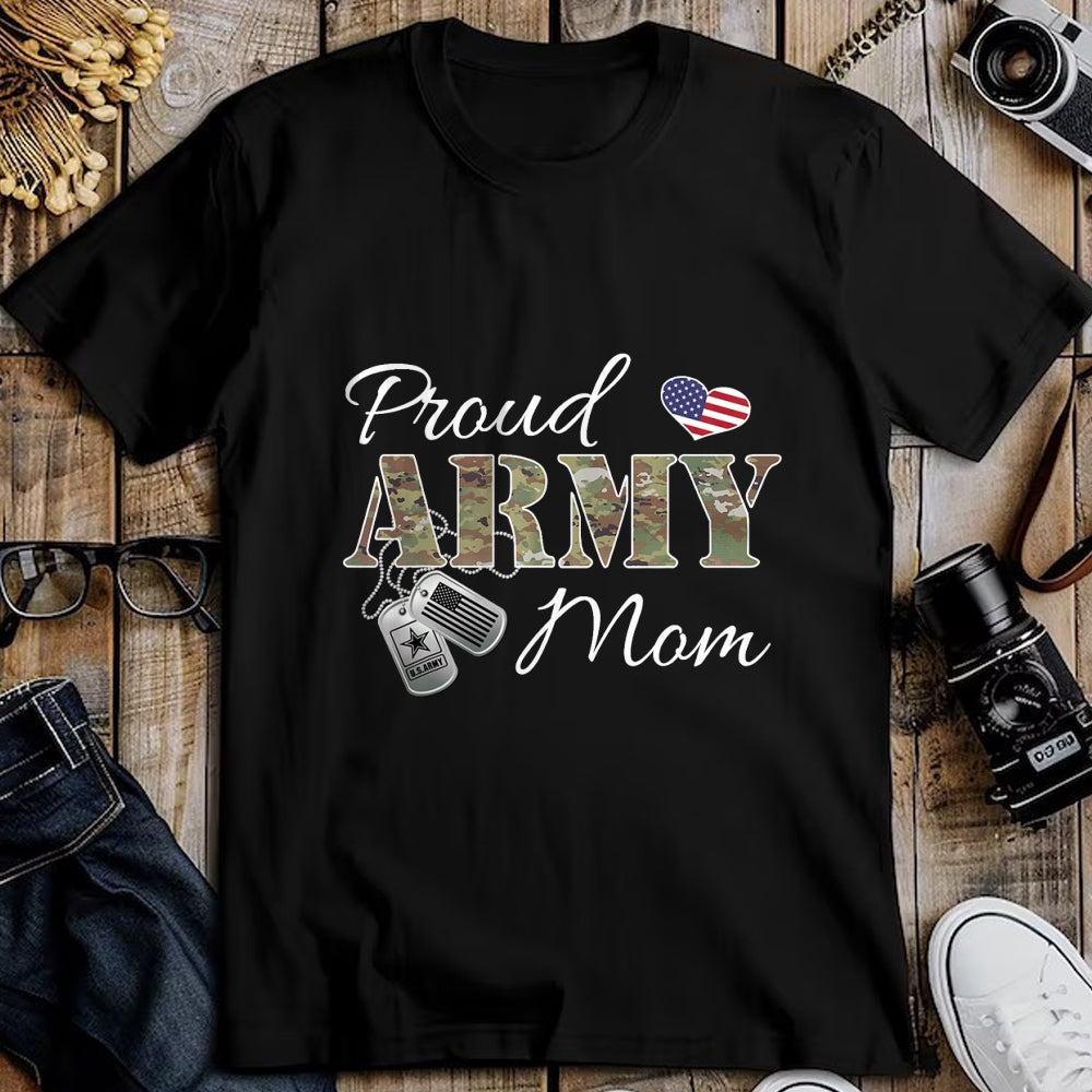Dog Love Shirt, Dog Lover Gift T-Shirt/Hoodie/Sweatshirt HLT00 - Pride Military Mom with Dog Tag US Flag T-Shirt