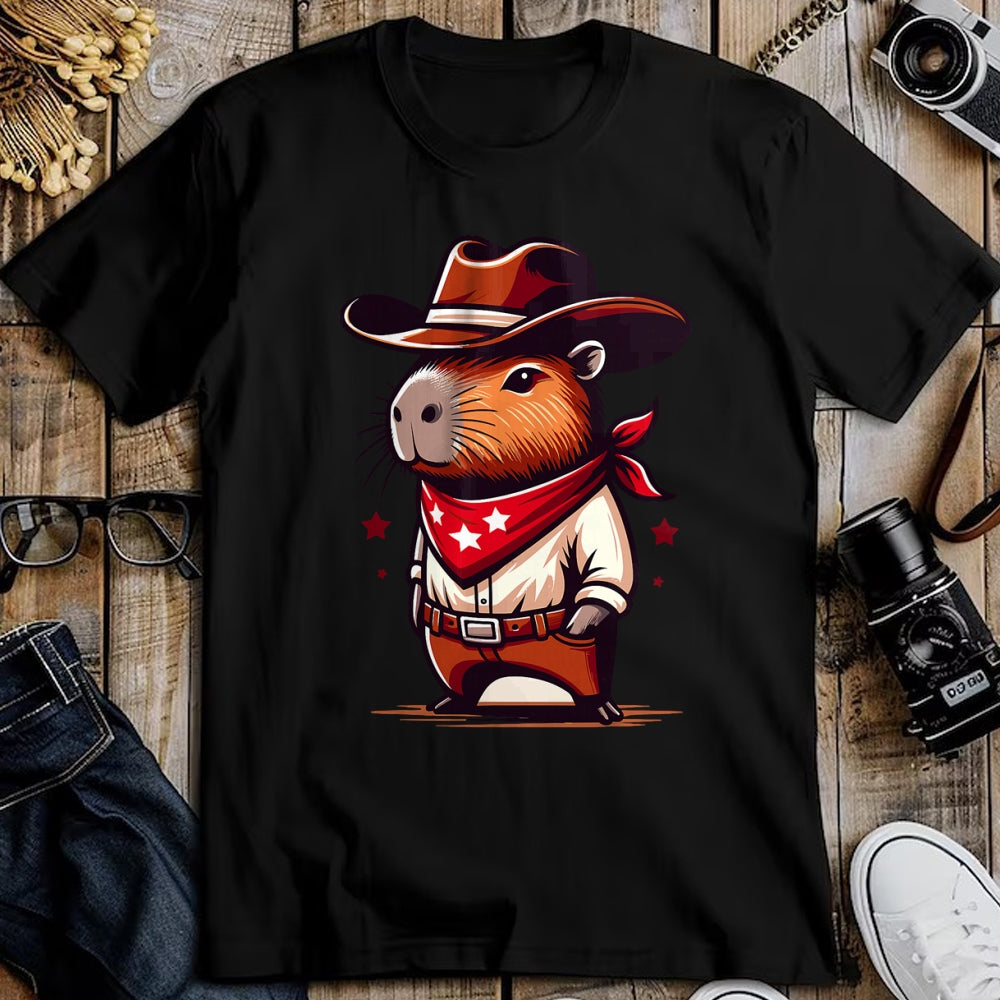 Cute Capybara Shirt, Funny Capybara Unisex T-Shirt/Hoodie/Sweatshirt HLT00 - Western Capybara Cowboy T-Shirt