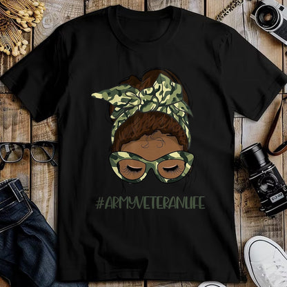 Proud Veteran Shirt, Funny Veteran UnisexT-Shirt/Hoodie/Sweatshirt HLT00 - African American Army Veteran Female Afro Melanin Girl T-Shirt, Men, Black, 3X-Large