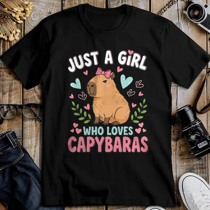 Cute Capybara Shirt, Funny Capybara Unisex T-Shirt/Hoodie/Sweatshirt HLT00 - Just a Girl who Loves Capybaras T-Shirt (4)