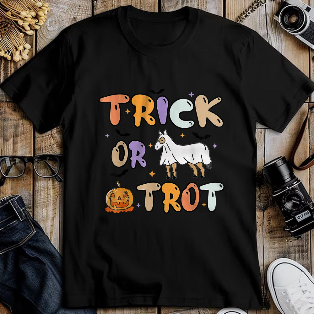Best Horse Lover Shirt , Funny Horse UnisexT-Shirt/Hoodie/Sweatshirt HLT00 - Trick Or Trot Halloween Pumpkin Ghost Horse T-Shirt