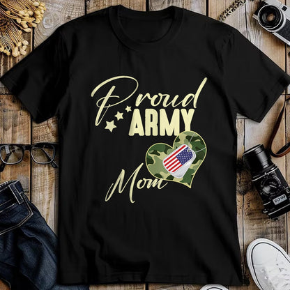 Gift for Dad Shirt, Funny Dad Unisex T-Shirt/Hoodie/Sweatshirt HLT00 – Proud Army MOM Camouflage Dog Tag USA American Flag V-Neck T-Shirt