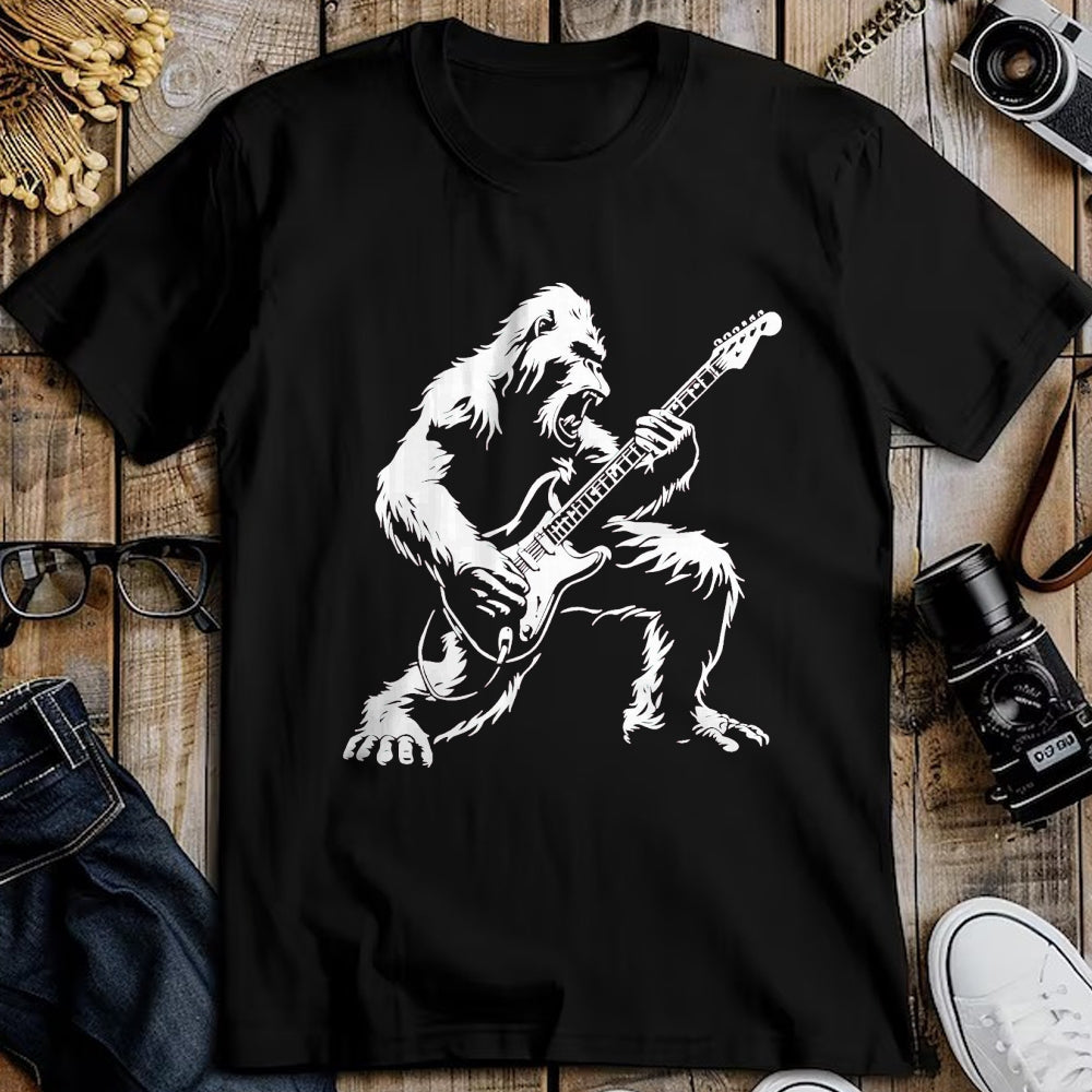Guitar Lover Shirt, Funny Guitar UnisexT-Shirt/Hoodie/Sweatshirt HLT00 - Bigfoot Playing Guitar Rock Music Band Sasquatch T-Shirt, Men, Black, 3X-Large