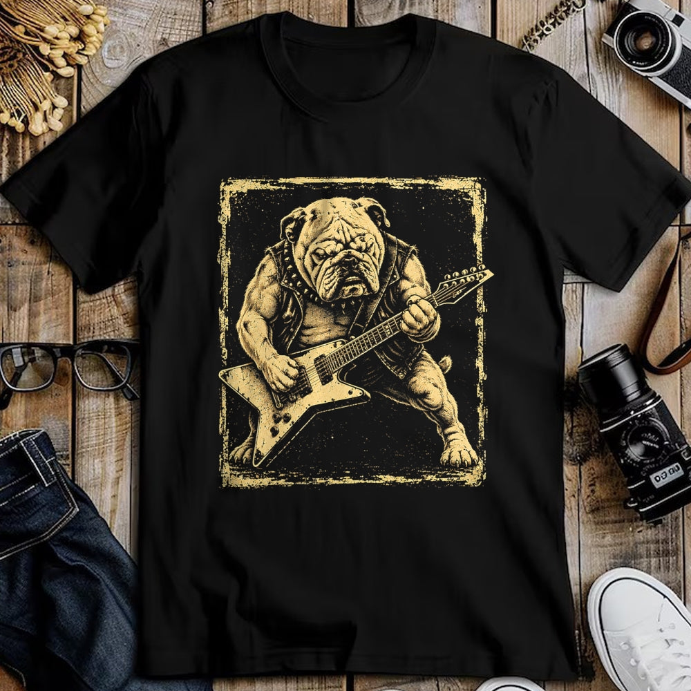 Guitar Lover Shirt, Funny Guitar UnisexT-Shirt/Hoodie/Sweatshirt HLT00 - Funny Bulldog Dog Playing Guitar Rock Punk Vintage T-Shirt