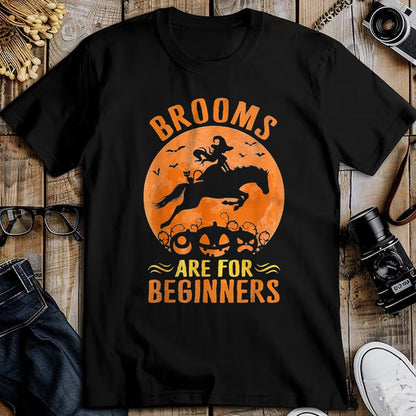 Best Horse Lover Shirt , Funny Horse UnisexT-Shirt/Hoodie/Sweatshirt HLT00 - Horses Equestrian Witch Halloween - Brooms are for Beginners T-Shirt, Women, Purple, Large