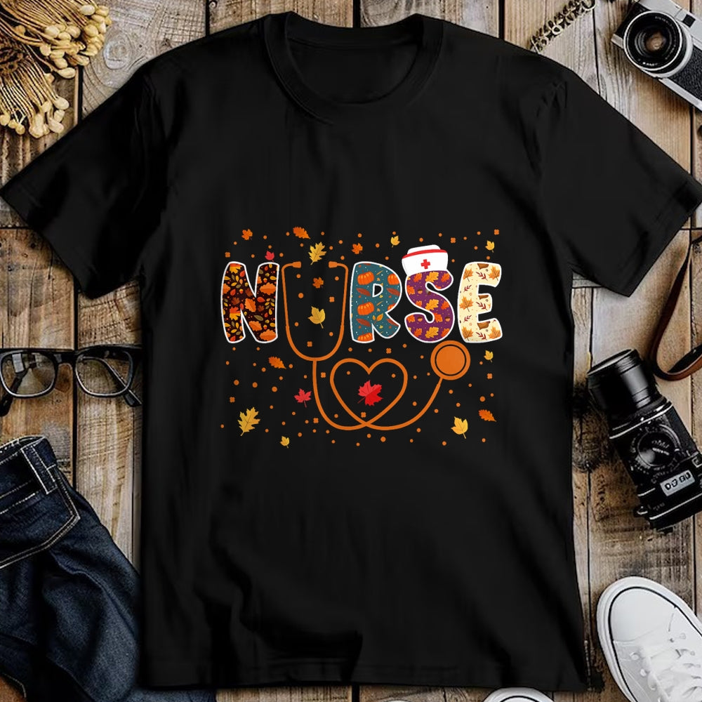 Funny Nurse Shirt, Nurse Unisex T-Shirt/Hoodie/Sweatshirt HLT00 - Nursing Thanksgiving Day Stethoscope Fall Nurse Costume T-Shirt