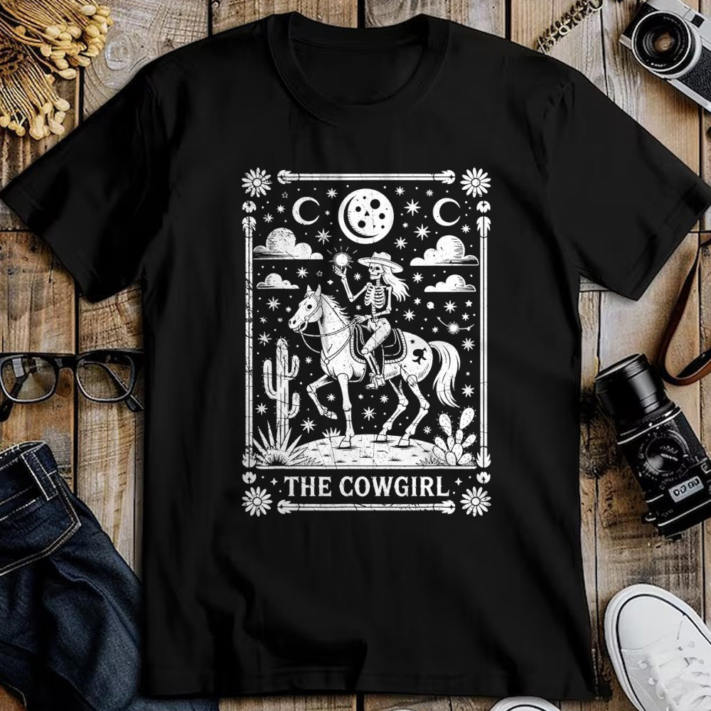 Best Horse Lover Shirt , Funny Horse UnisexT-Shirt/Hoodie/Sweatshirt HLT00 - Skeleton Cowgirl Riding Horse Tarot Card Gothic Halloween T-Shirt