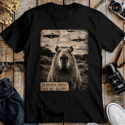 Cute Capybara Shirt, Funny Capybara Unisex T-Shirt/Hoodie/Sweatshirt HLT00 - Funny Capybara Graphic Tee Alien UFO Evidence Photo Vintage T-Shirt