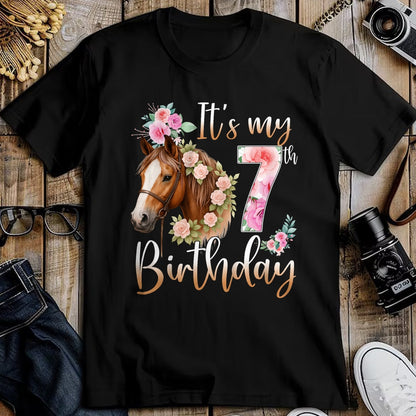 Best Horse Lover Shirt , Funny Horse UnisexT-Shirt/Hoodie/Sweatshirt HLT00 - Kids Birthday 7 Years Old Girl Horse Lovers Florals 7th Bday T-Shirt