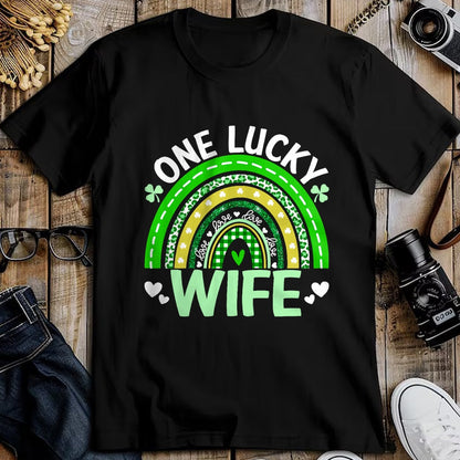 Best Wife Shirt, Wife and Husband Unisex T-Shirt/Hoodie/Sweatshirt HLT00 - Gift for wife T shirt, lucky wife   St Patricks Day Clover One Lucky Wife Rainbow Shamrock T-Shirt