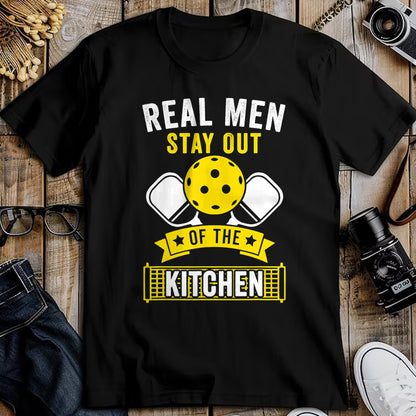 Funny Pickleball Shirt, Pickleball Lover Unisex T-Shirt/Hoodie/Sweatshirt HLT00 - Real Men Stay Out of the Kitchen Funny Pickleball T-Shirt