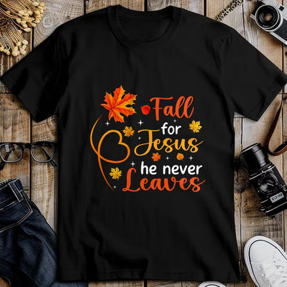 Best Thanksgiving Family Shirt , Funny Thanksgiving UnisexT-Shirt/Hoodie/Sweatshirt HLT00 - Fall for Jesus He Never Leaves Christian Faith Cross Pumpkin T-Shirt