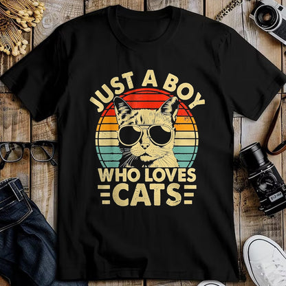 Cat Love Shirt, Funny Cat Lover Gift UnisexT-Shirt/Hoodie/Sweatshirt HLT00 - Vintage Just A Boy Who Loves Cats Boy Kitten Cat Lover Boys T-Shirt, Youth, Heather Blue, Small (1)