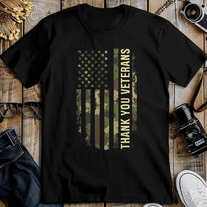 Proud Veteran Shirt, Funny Veteran UnisexT-Shirt/Hoodie/Sweatshirt HLT00 - Thank You Veterans Camouflage American Flag T-Shirt