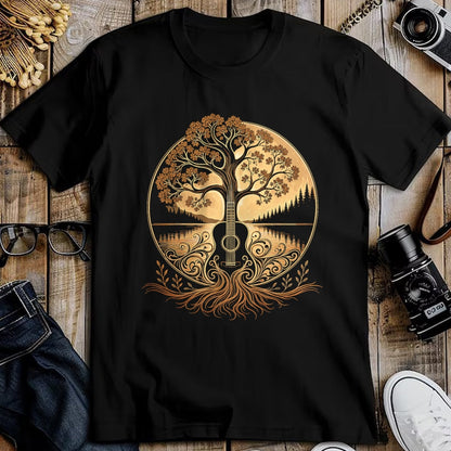Guitar Lover Shirt, Funny Guitar UnisexT-Shirt/Hoodie/Sweatshirt HLT00 - Acoustic Guitar Tree by the Lake Roots Nature Music T-Shirt