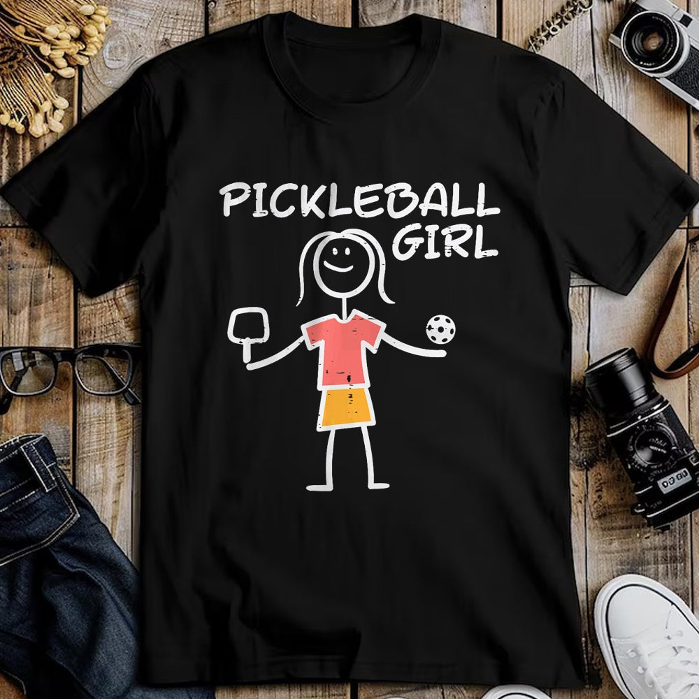 Funny Pickleball Shirt, Pickleball Lover Unisex T-Shirt/Hoodie/Sweatshirt HLT00 - Pickleball Girl Stickman Pickle Ball Women Girls Kids Youth T-Shirt