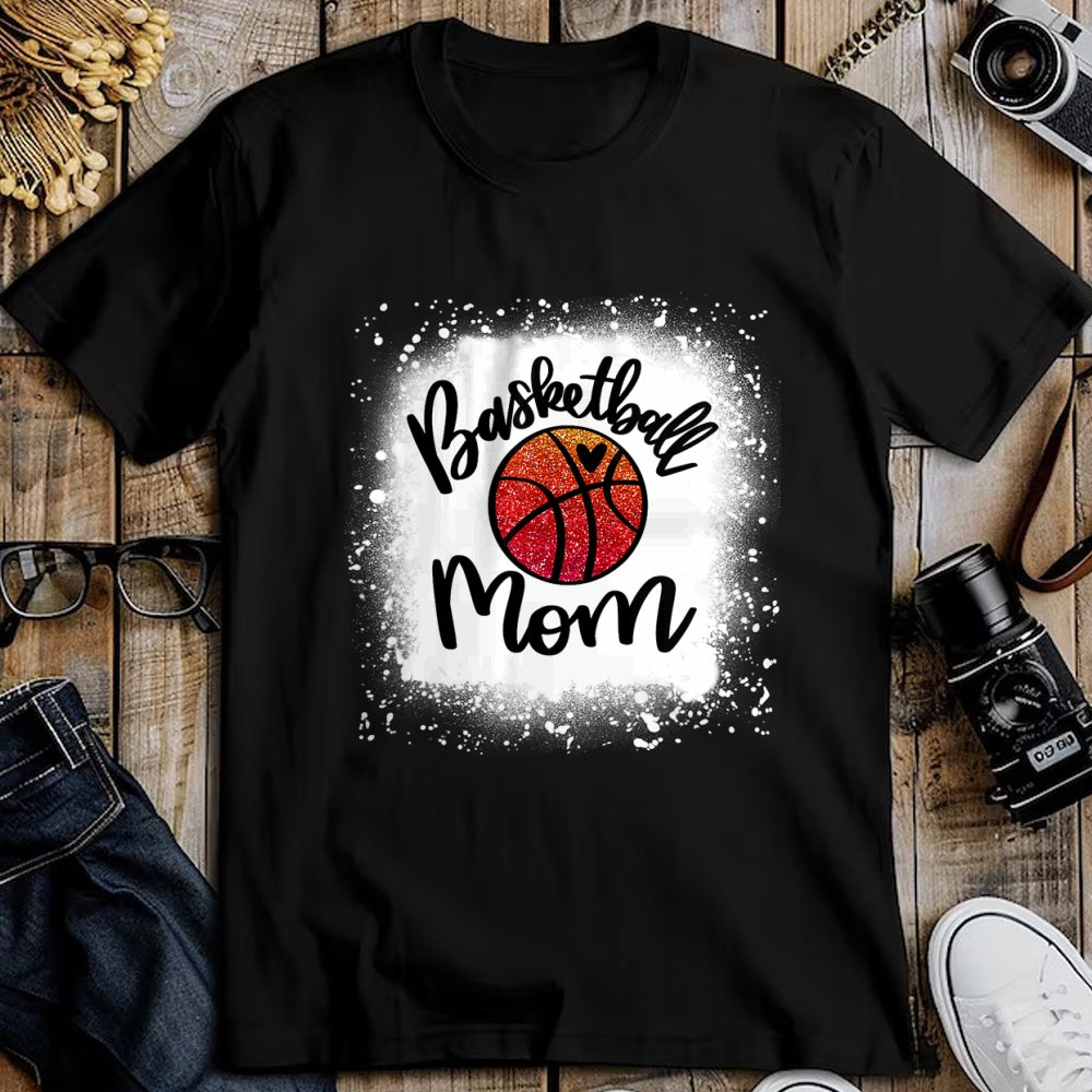 Gift for Mom Shirt, Funny Mom Unisex T-Shirt/Hoodie/Sweatshirt HLT00 - Leopard Bleached Basketball Mom Game Day Gift T-Shirt