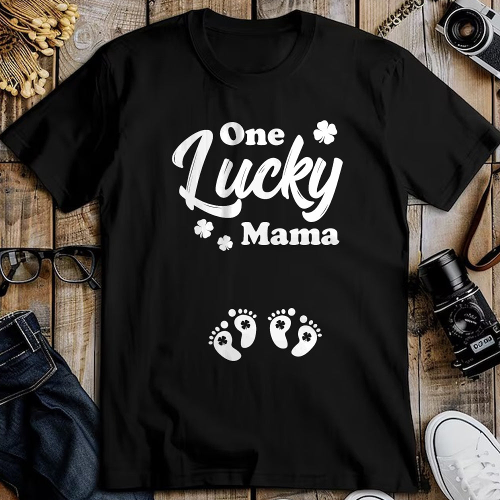 Gift for Mom Shirt, Funny Mom Unisex T-Shirt/Hoodie/Sweatshirt HLT00 - Pregnancy Mom of Twins One Lucky Mama St Patrick_s Day T-Shirt