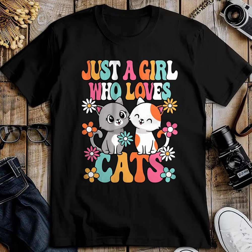 Cat Love Shirt, Funny Cat Lover Gift UnisexT-Shirt/Hoodie/Sweatshirt HLT00 - Just A Girl Who Loves Cats Cute Cat Lover Kitten Girls Kids T-Shirt