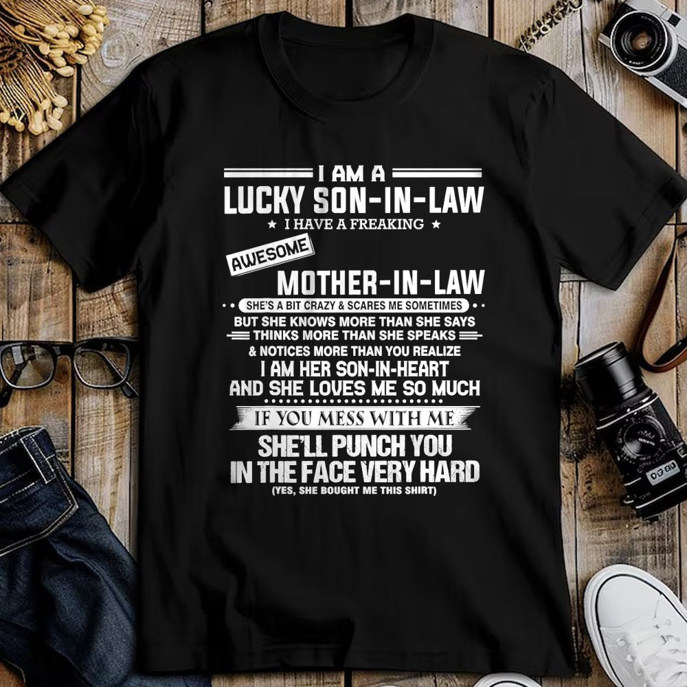 Gift for Mom Shirt, Funny Mom Unisex T-Shirt/Hoodie/Sweatshirt HLT00 - Lucky son-in-law i have a freaking awesome mother-in-law T-Shirt