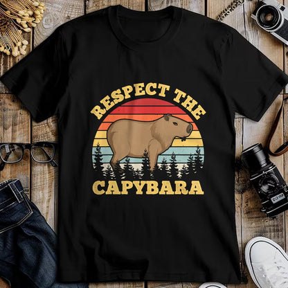 Cute Capybara Shirt, Funny Capybara Unisex T-Shirt/Hoodie/Sweatshirt HLT00 - Respect The Capybara Funny Capibara Rodent Animal Lover T-Shirt