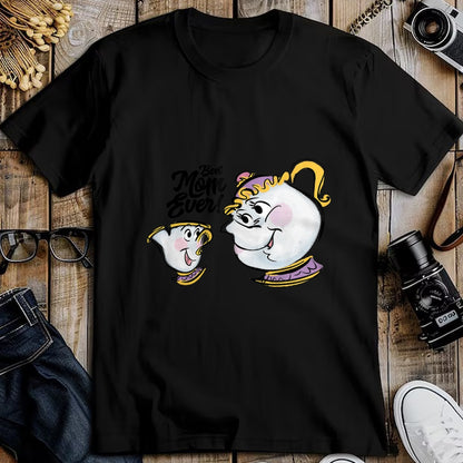 Gift for Mom Shirt, Funny Mom Unisex T-Shirt/Hoodie/Sweatshirt HLT00 - Disney Beauty and the Beast Chip Mrs. Potts Best Mom Ever T-Shirt