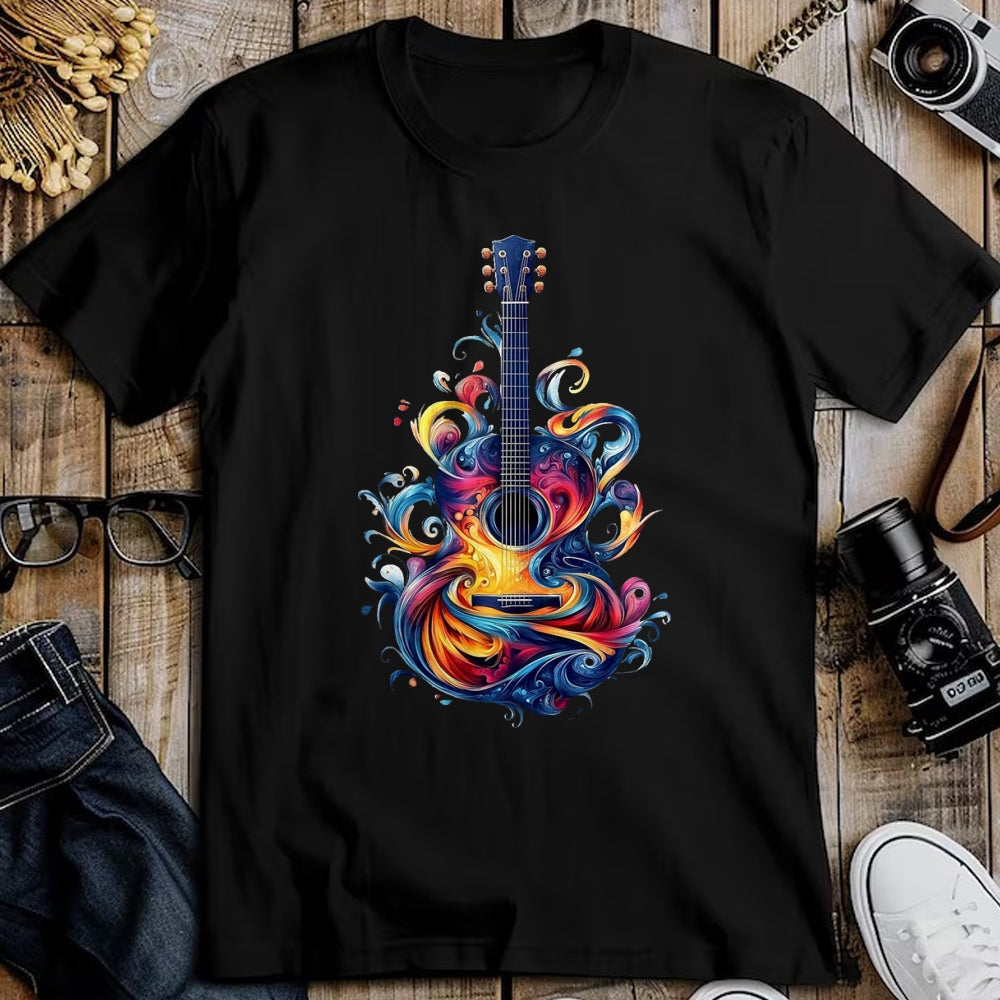 Guitar Lover Shirt, Funny Guitar UnisexT-Shirt/Hoodie/Sweatshirt HLT00 - Watercolor Guitar Instrument with Splash Guitar T-Shirt, Men, Black, 3X-Large