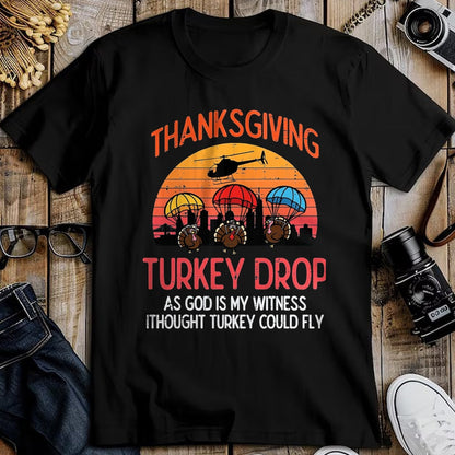 Best Thanksgiving Family Shirt , Funny Thanksgiving UnisexT-Shirt/Hoodie/Sweatshirt HLT00 - Thanksgiving Turkey Drop Retro Meme Fall Women Men Kids T-Shirt, Men, Black, 3X-Large