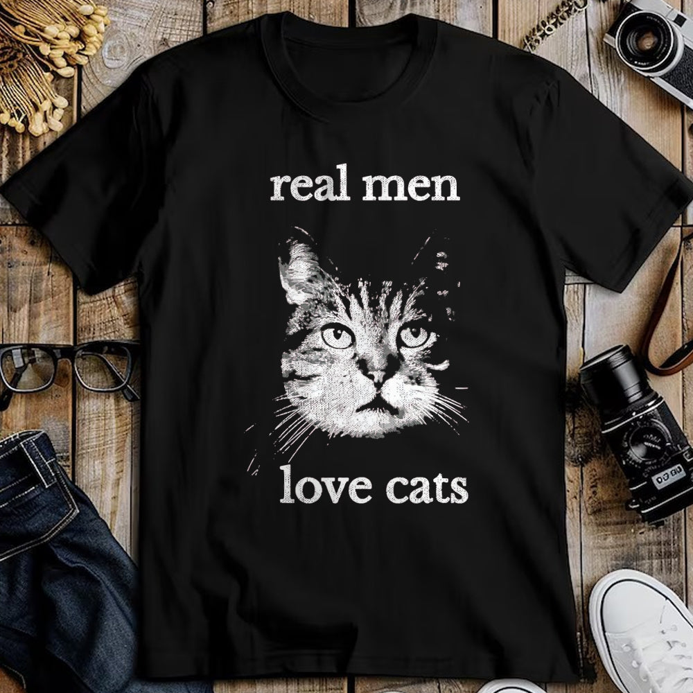 Cat Love Shirt, Funny Cat Lover Gift UnisexT-Shirt/Hoodie/Sweatshirt HLT00 - Real Men Love Cats - Cat Lover T-Shirt T-Shirt, Men, Navy Blue, X-Large