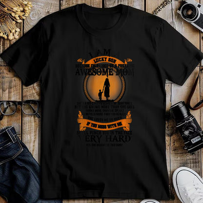 Gift for Mom Shirt, Funny Mom Unisex T-Shirt/Hoodie/Sweatshirt HLT00 - Mens Lucky Son Because I’m Raised By A Freaking Awesome Mom T-Shirt