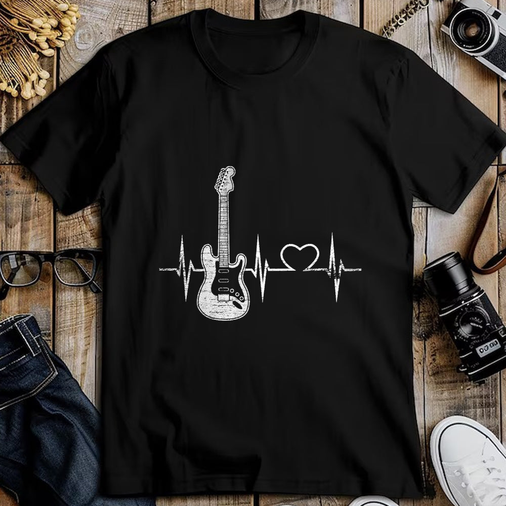 Guitar Lover Shirt, Funny Guitar UnisexT-Shirt/Hoodie/Sweatshirt HLT00 - Vintage Guitarist Love Music Heart Gifts Heartbeat Guitar T-Shirt