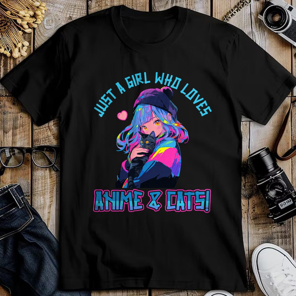 Cat Love Shirt, Funny Cat Lover Gift UnisexT-Shirt/Hoodie/Sweatshirt HLT00 - Just a Girl who loves Anime and Cats Manga Anime Lover T-Shirt