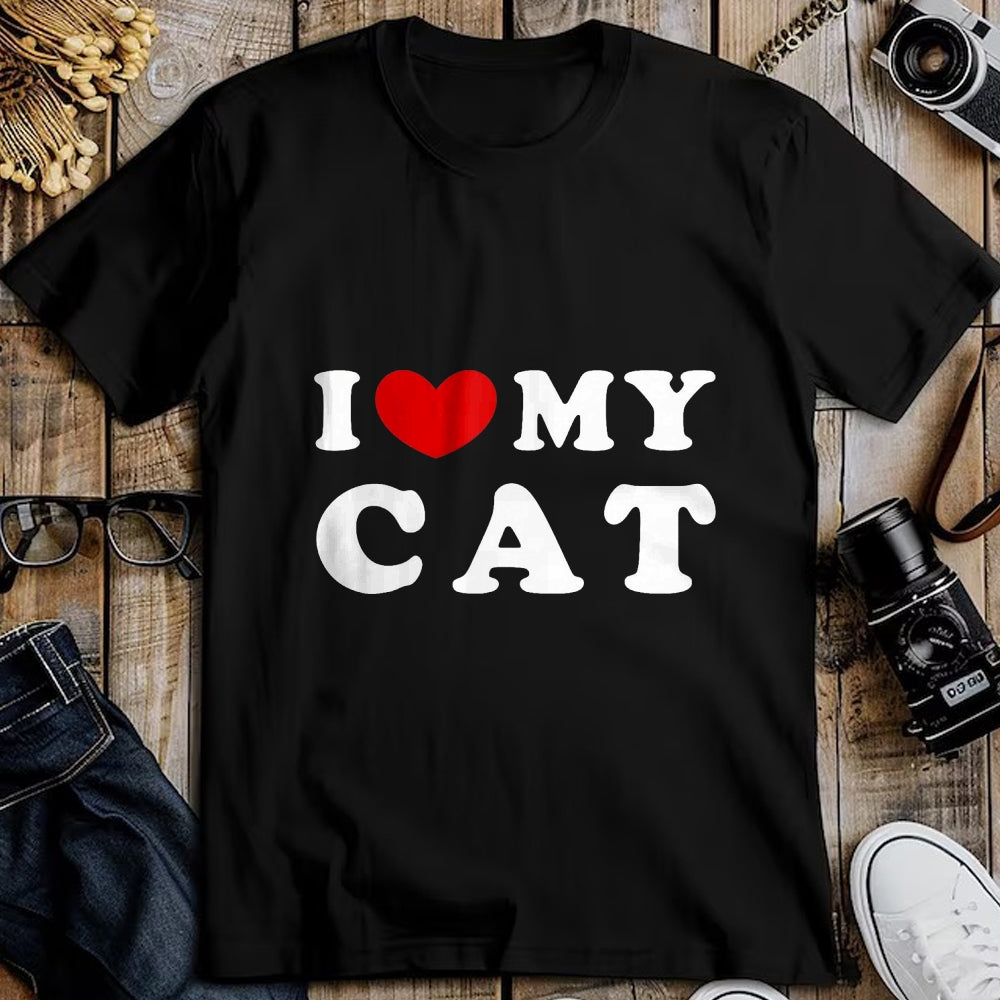 Cat Love Shirt, Funny Cat Lover Gift UnisexT-Shirt/Hoodie/Sweatshirt HLT00 - I Love My Cat, I Heart My Cat T-Shirt, Men, Dark Heather Grey, Large