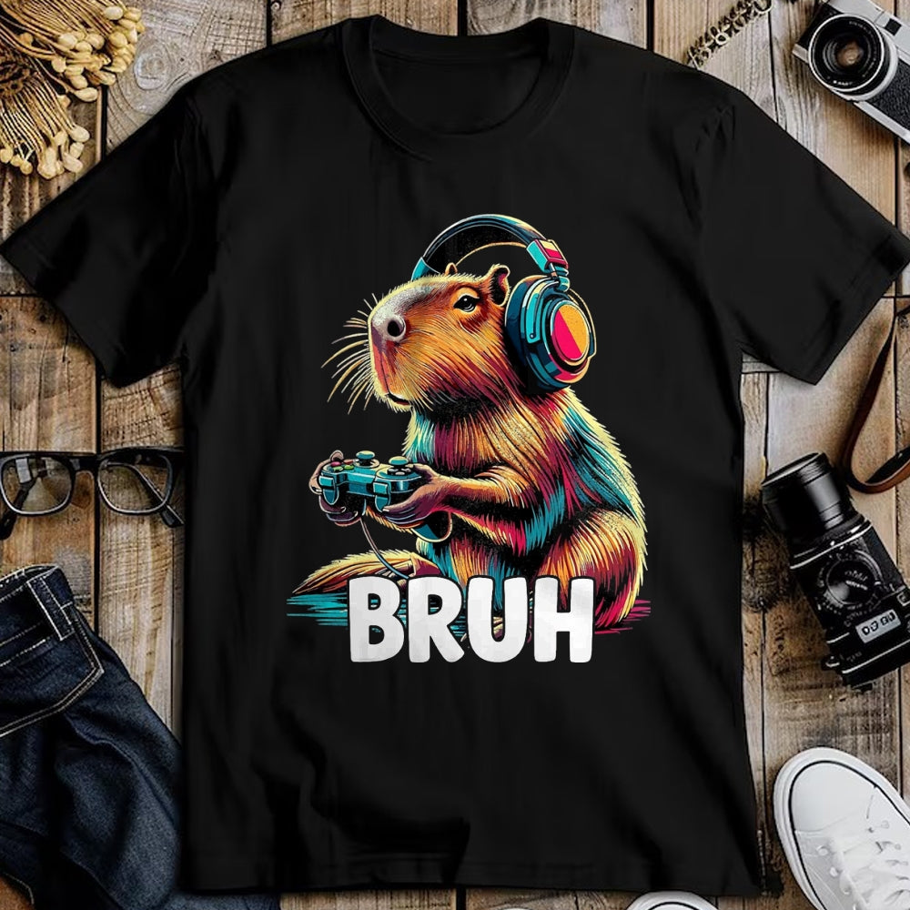 Cute Capybara Shirt, Funny Capybara UnisexT-Shirt/Hoodie/Sweatshirt HLT00 - Bruh Capybaras Funny Video Games Capybara T-Shirt, Men, Black, 3X-Large