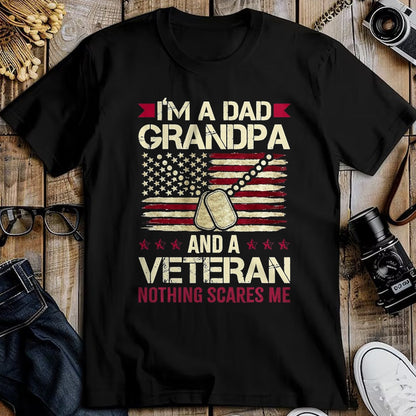 Proud Veteran Shirt, Funny Veteran UnisexT-Shirt/Hoodie/Sweatshirt HLT00 - I_m a Dad Grandpa and a Veteran Nothing Scares me T-Shirt, Men, Navy Blue, 3X-Large