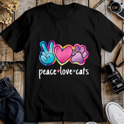Cat Love Shirt, Funny Cat Lover Gift UnisexT-Shirt/Hoodie/Sweatshirt HLT00 - Peace Love Cats Cute Cat Kitten Lover Paw Cat Women Girls T-Shirt