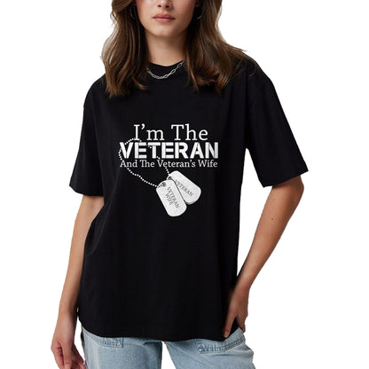 Proud Veteran Shirt, Funny Veteran UnisexT-Shirt/Hoodie/Sweatshirt HLT00 - Womens I Am The Veteran Veterans Day US Military Patriotic V-Neck T-Shirt