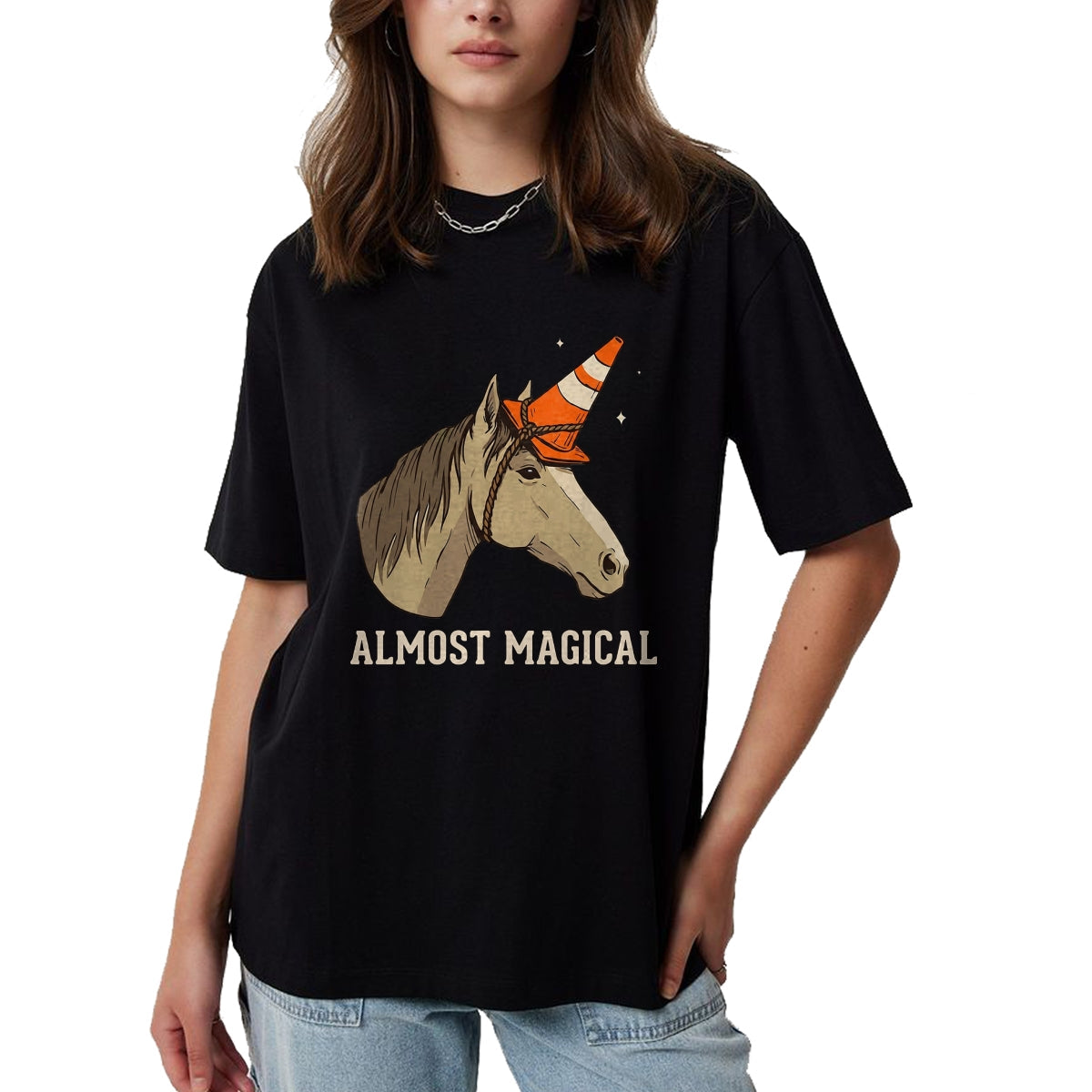Best Horse Lover Shirt , Funny Horse UnisexT-Shirt/Hoodie/Sweatshirt HLT00 - Almost Magical Funny Horse Traffic Cone Unicorn T-Shirt