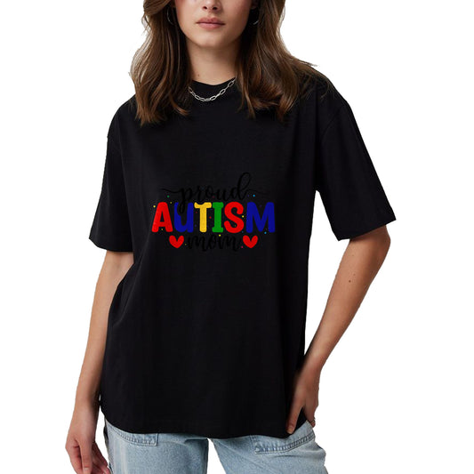 Gift for Mom Shirt, Funny Mom Unisex T-Shirt/Hoodie/Sweatshirt HLT00 - I'm A Proud Autism Mom Love Heart Autism Awareness Puzzle T-Shirt