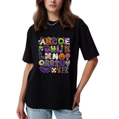 Best Teacher Shirt, Funny Teacher UnisexT-Shirt/Hoodie/Sweatshirt HLT00 - ABCs Learning Kindergarten Teacher Funny Halloween Alphabet T-Shirt