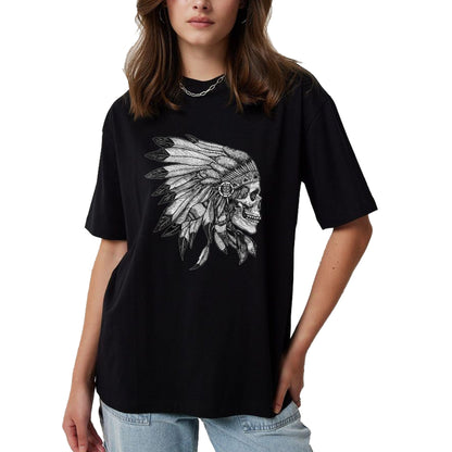 Native American T-Shirts, Vintage Native American Unisex T-Shirt/Hoodie/Sweatshirt HLT00 - American Motorcycle Skull Native Indian Eagle Chief Vintage (1)